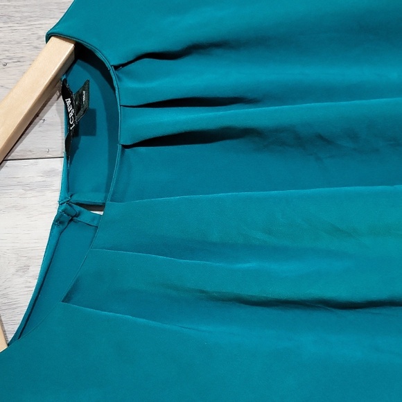 J Crew Womens Small Blouse Teal Pleated Neckline Keyhole Back Long Sleeve Flowy - Picture 5 of 8